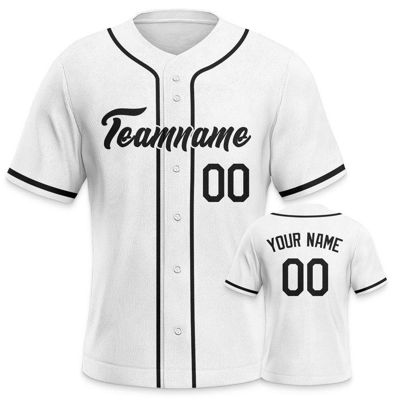 Custom White Black Authentic Baseball Jersey-3