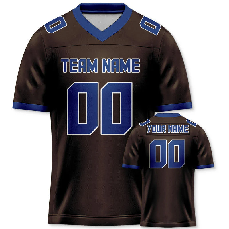 Custom Brown Royal Mesh Authentic Football Jersey