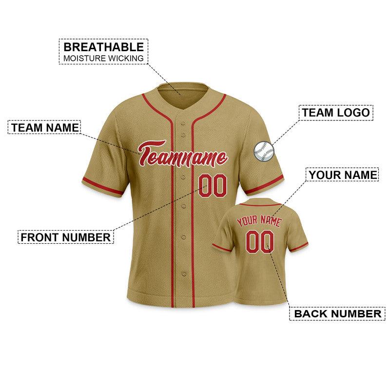 Custom Gold Red-White Authentic Baseball Jersey-3