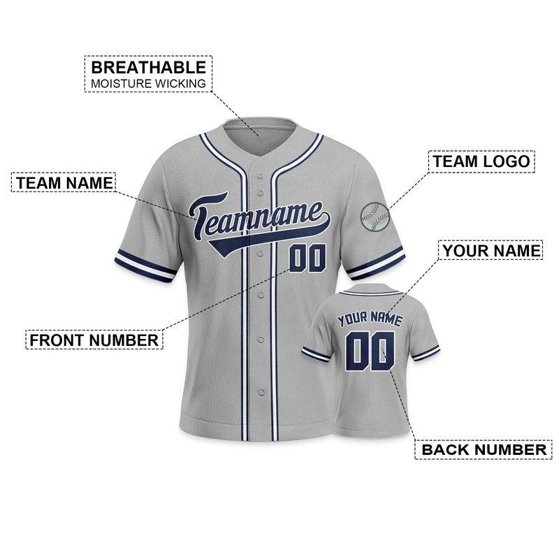 Custom Gray Navy-White Authentic Baseball Jersey