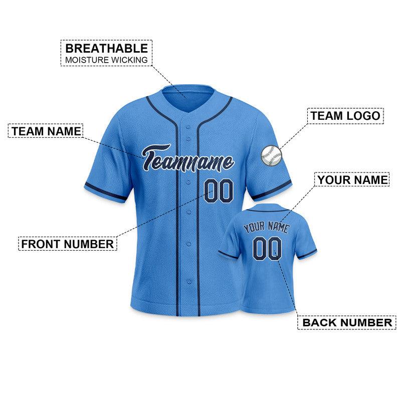 Custom Powder Blue Black-White Authentic Baseball Jersey-3
