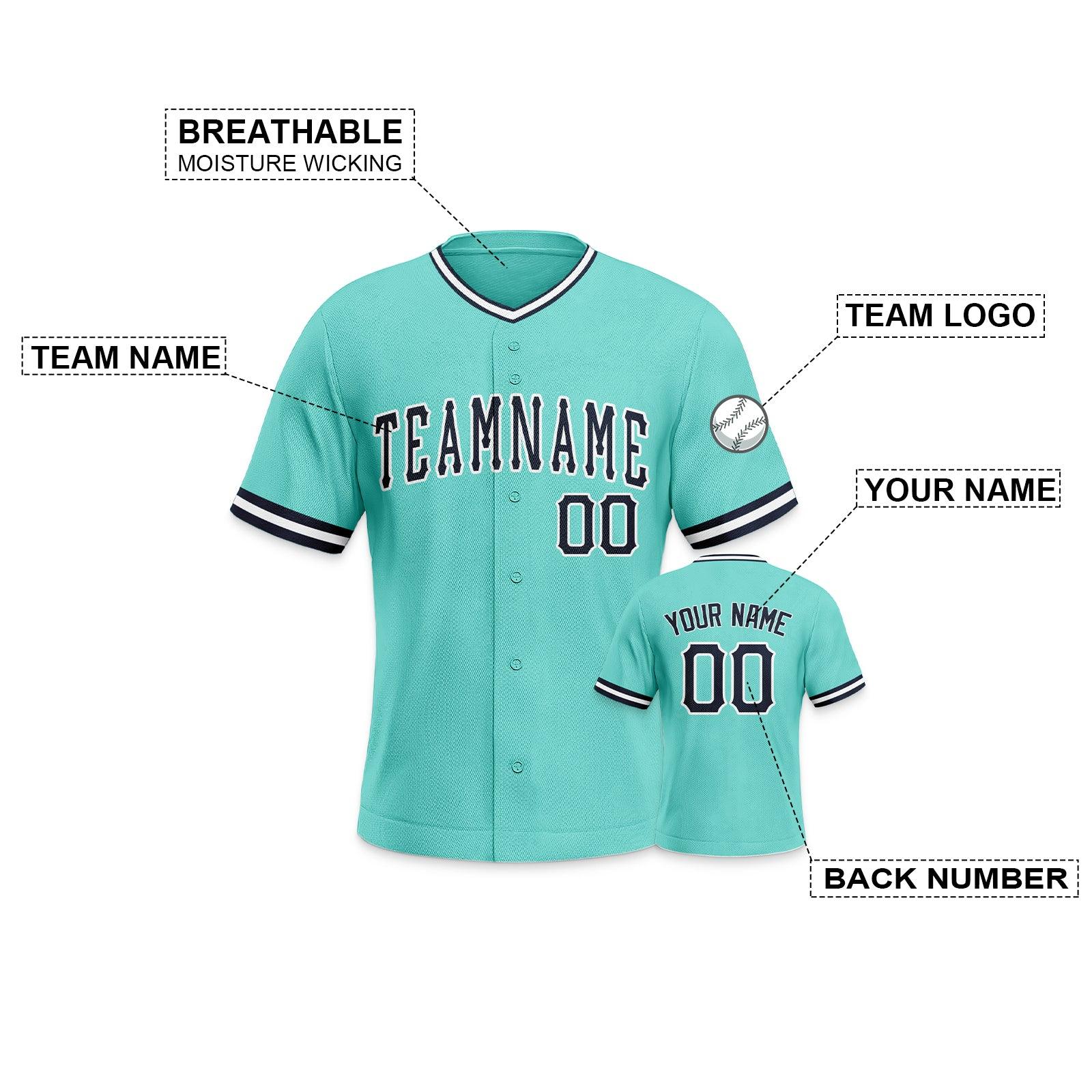 Custom Aqua Navy-White Authentic Baseball Jersey-1
