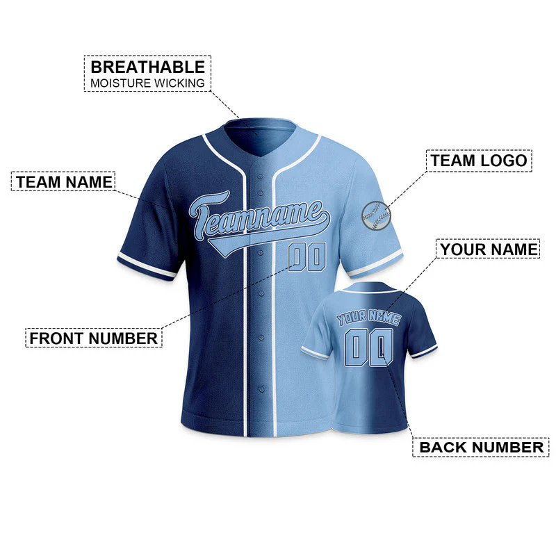 Custom Navy Light Blue-White Authentic Split Fashion Baseball Jersey1