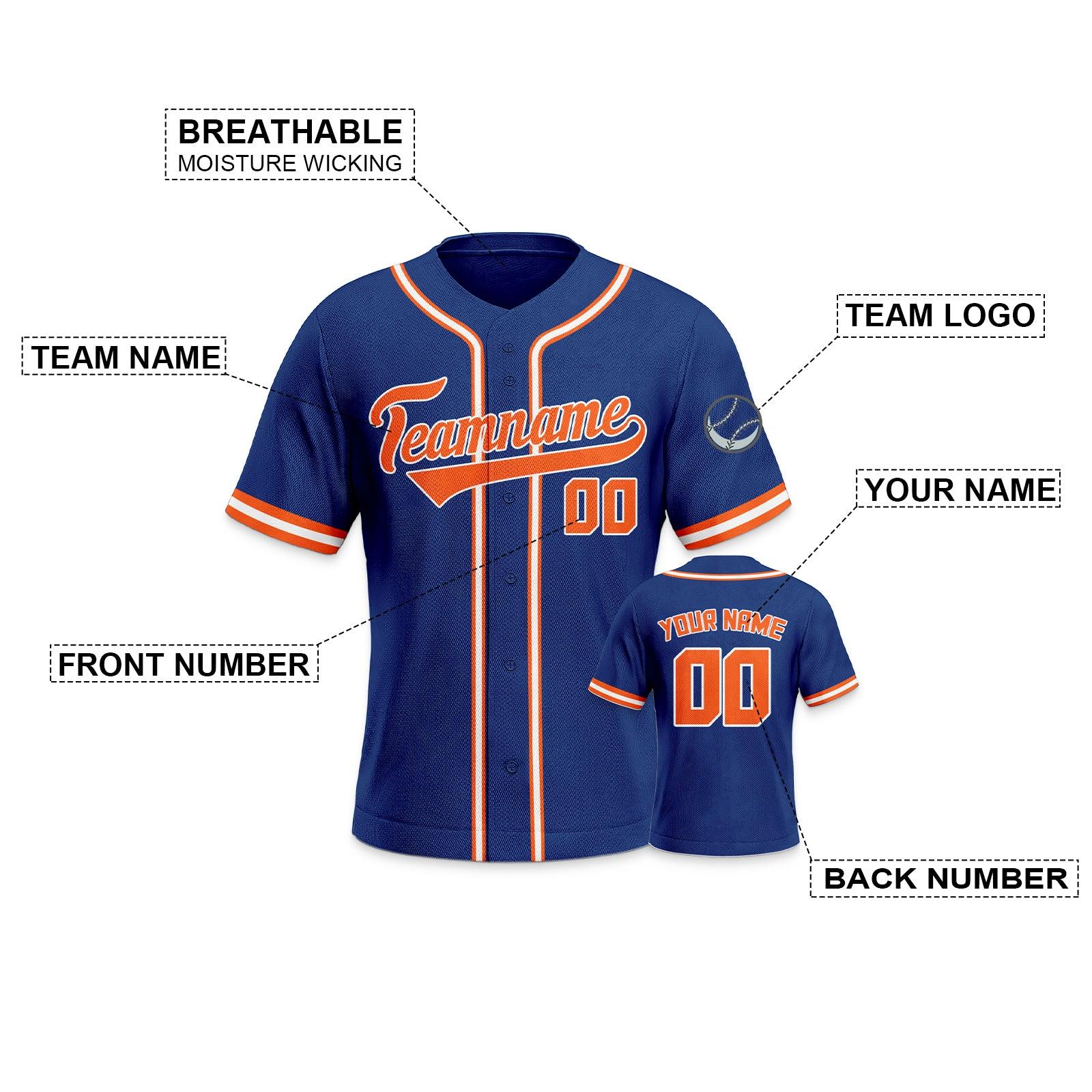 Custom Royal Orange-White Authentic Classic Baseball Jersey