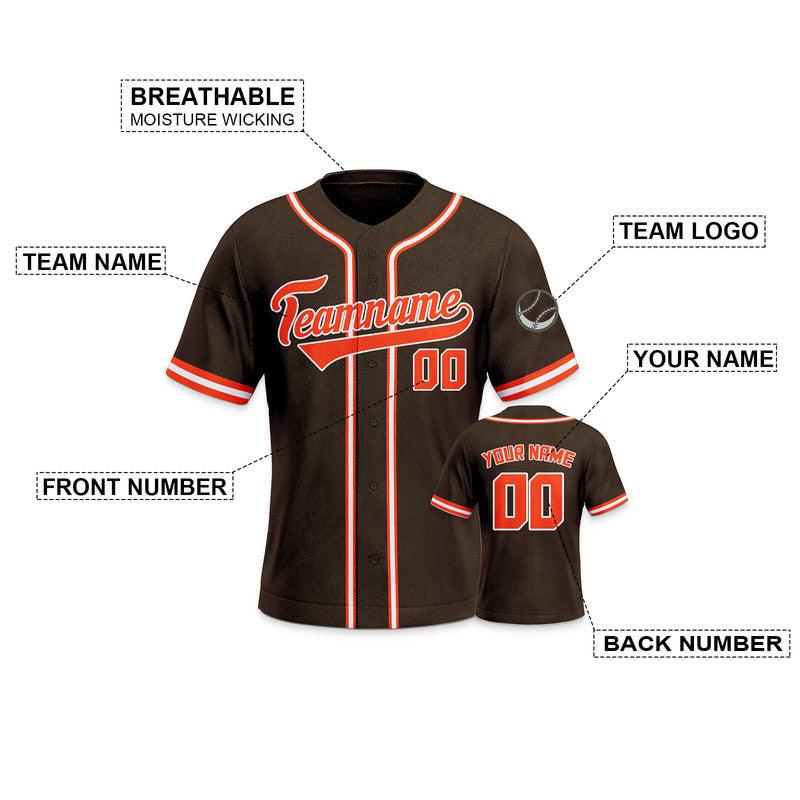 Custom Brown Orange-White Authentic Baseball Jersey