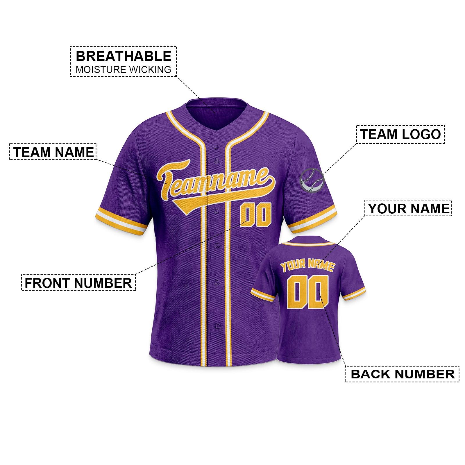 Custom Purple Gold-White Authentic Classic Baseball Jersey