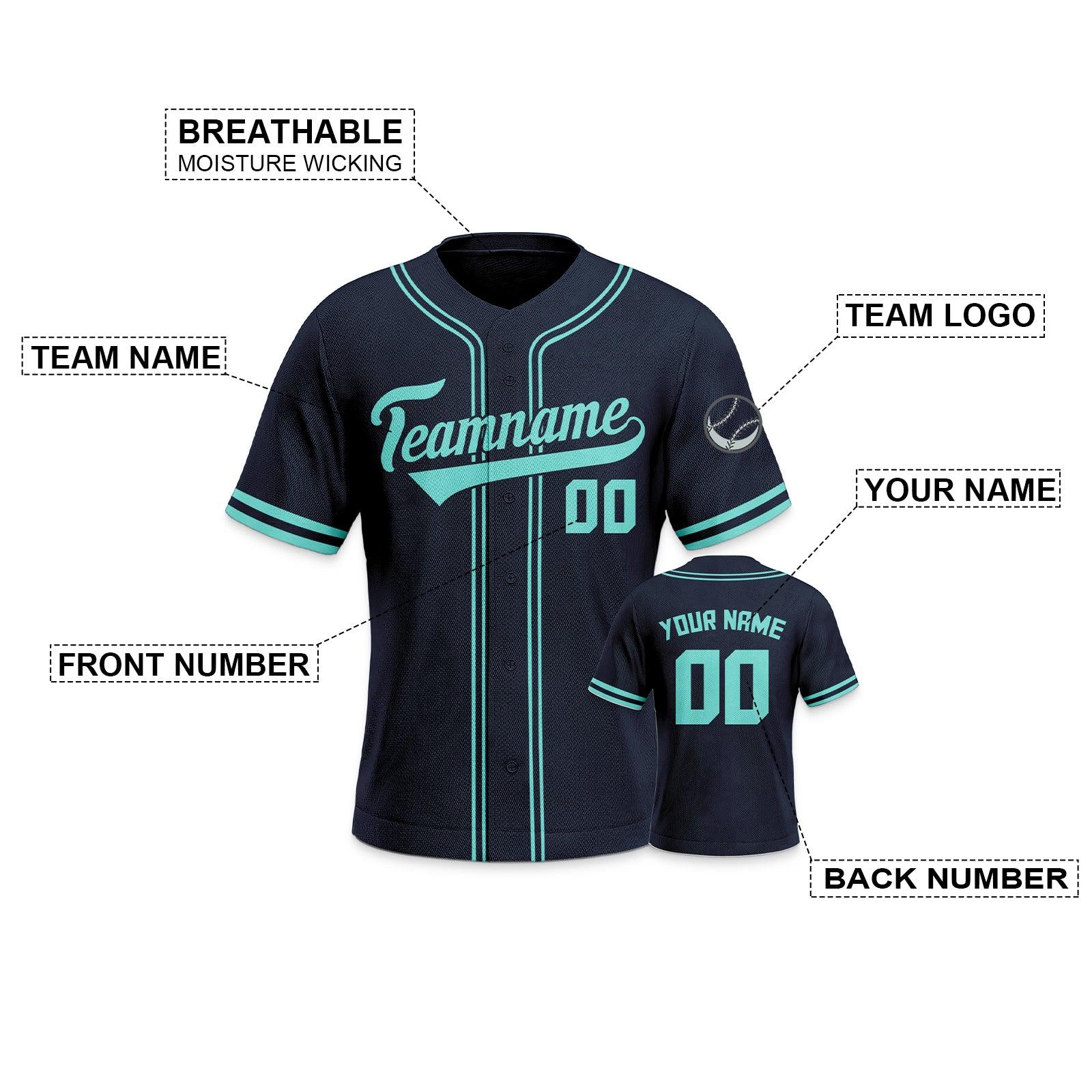 Custom Navy Aqua Authentic Classic Baseball Jersey