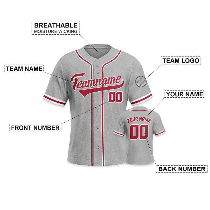 Custom Gray Red-White Authentic Baseball Jersey