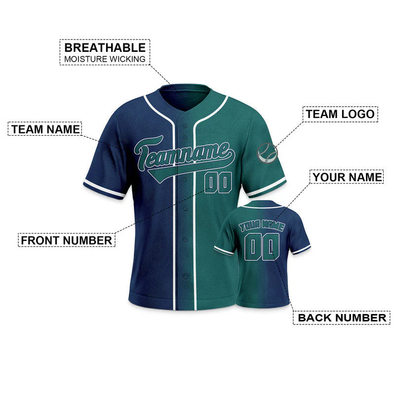 Custom Aqua Navy-White Authentic Split Fashion Baseball Jersey