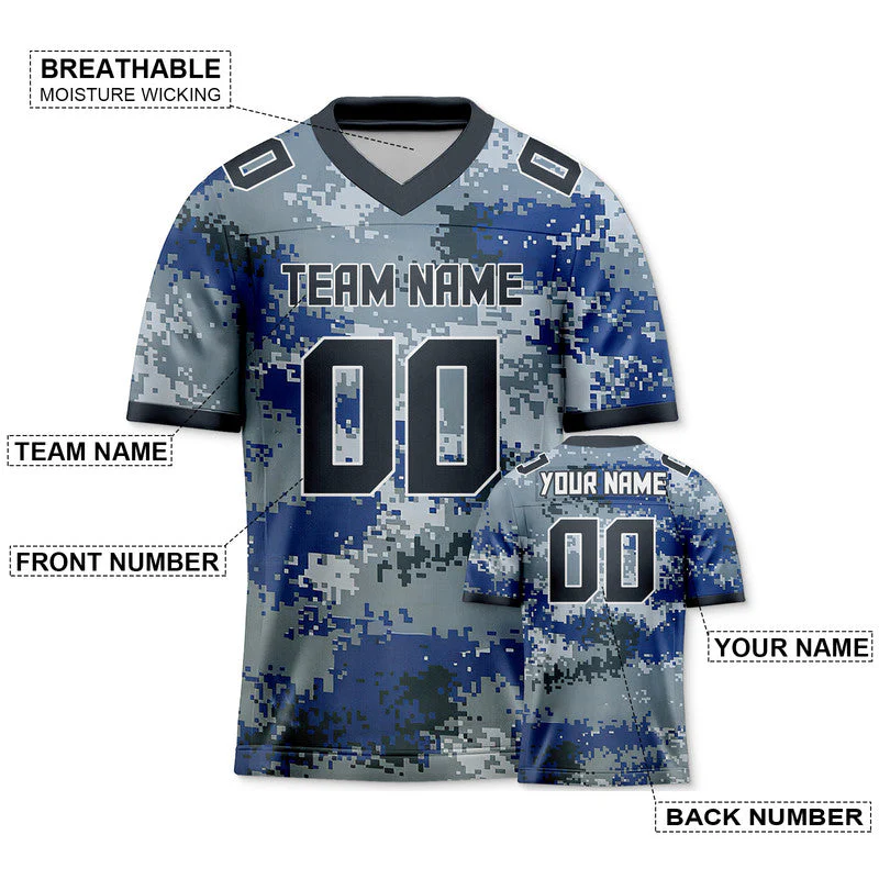 Custom Camo Blue-White Authentic Salute To Service Football Jersey
