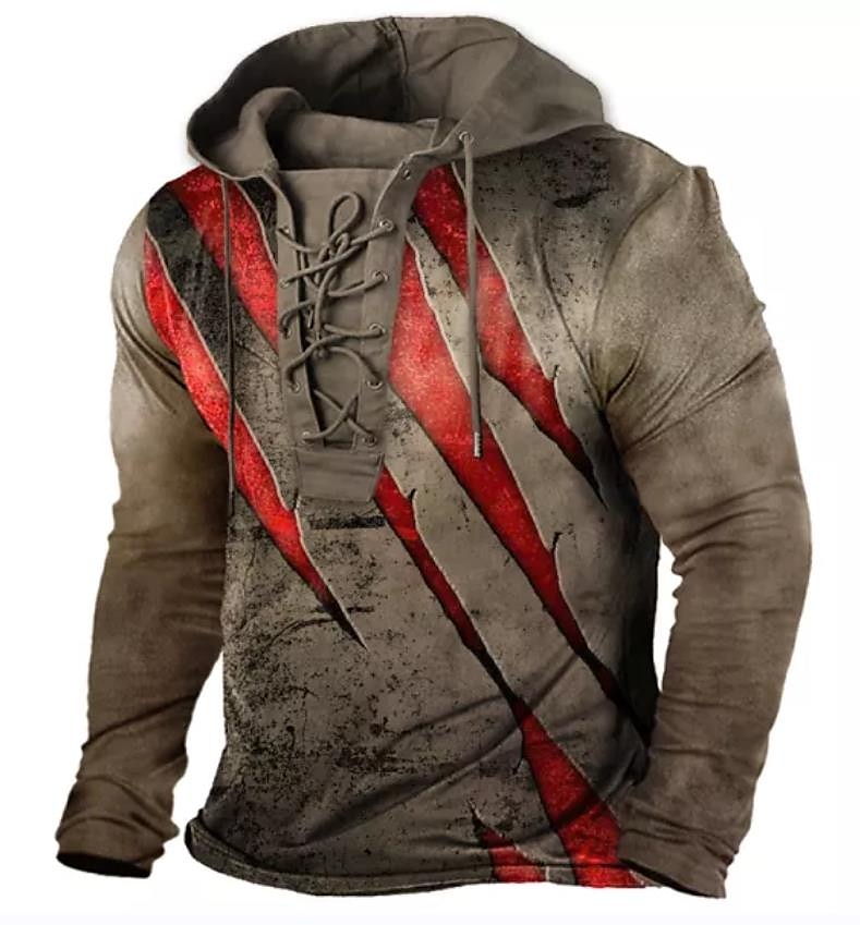 Distressed Graphic Color Block Hoodie