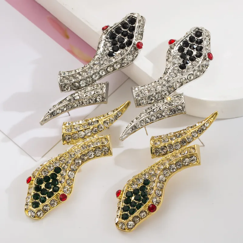 Rock Snake Rhinestone Ear Studs