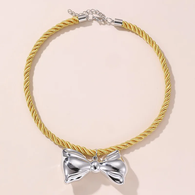 Heart Bow Knot Pendant Necklace