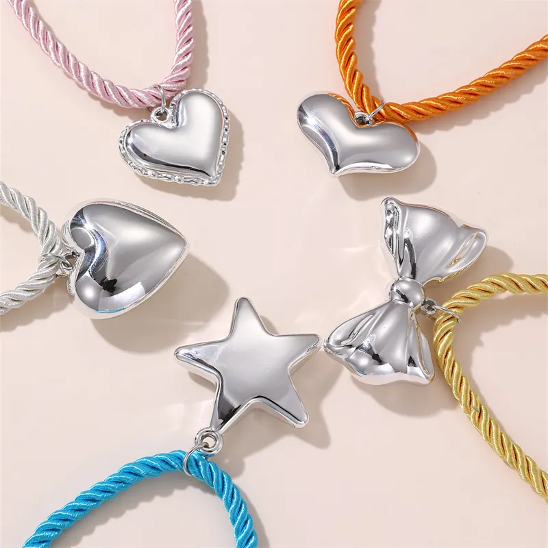 Heart Bow Knot Pendant Necklace